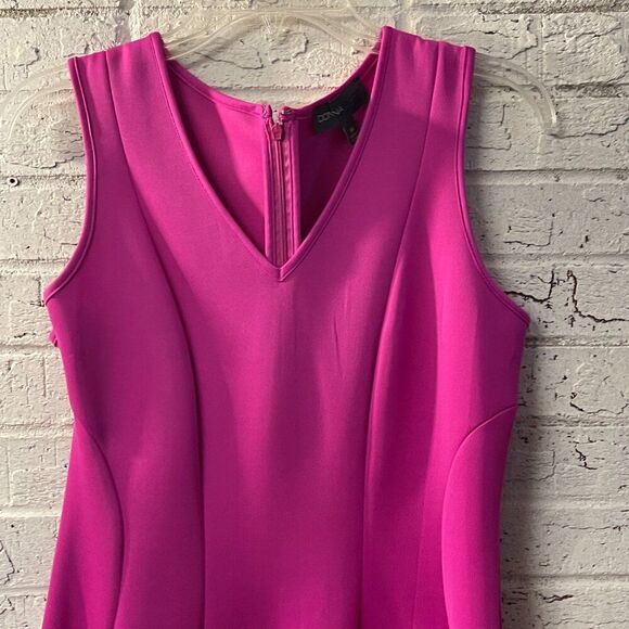 Donna Ricco Sleeveless A-Line Dress – Vibrant Fuchsia with Lace Trim - Picture 2 of 8